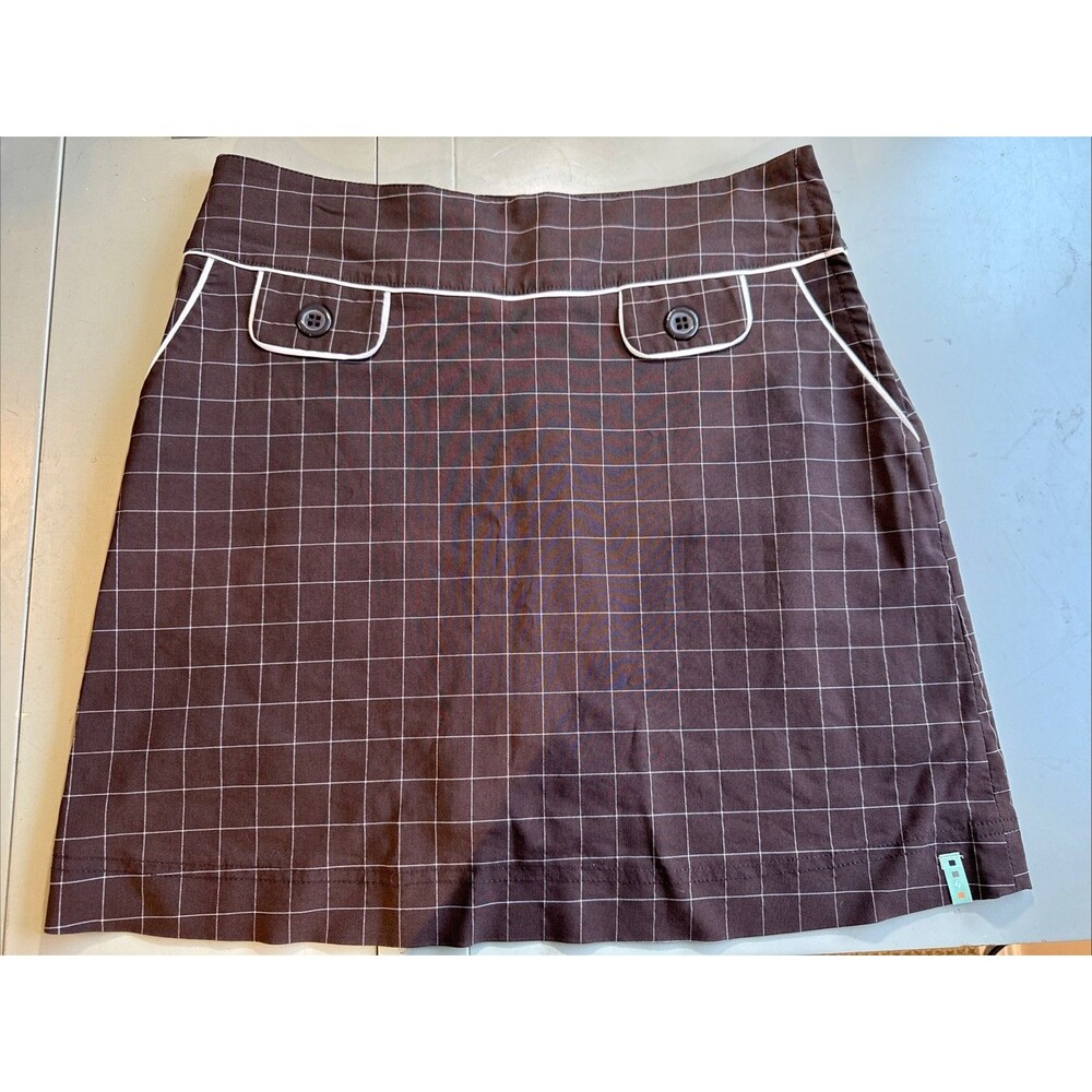 Lija Golf Brown Plaid Windowpane Athletic Skort Sz USA 6